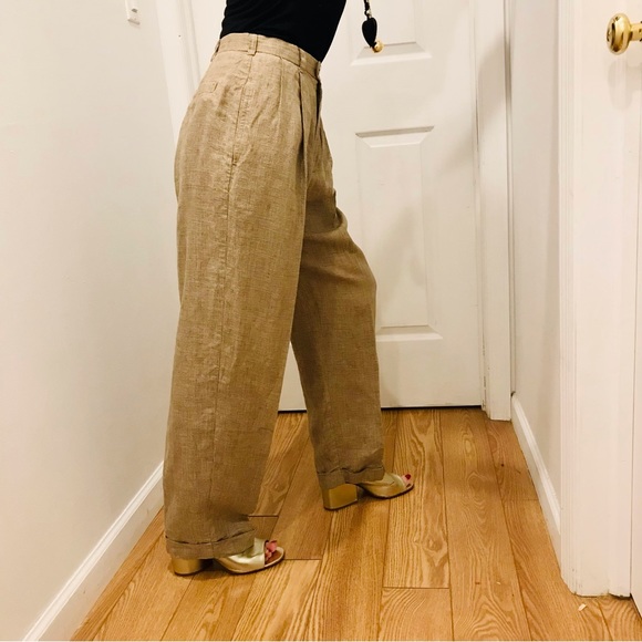 Vintage 1980’s Gap beige and tan houndstooth motif pants. Size S. Good used cond - Picture 2 of 11